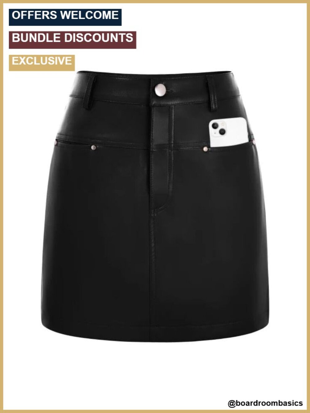 Faux Leather Mini Pencil Skirt with Built-in Shorts High Rise